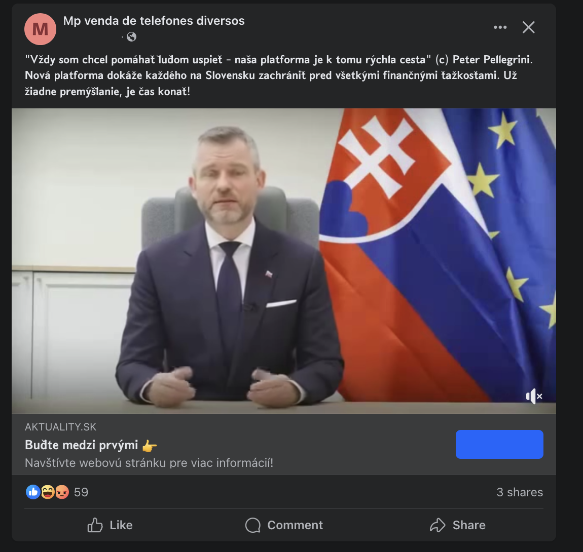 Pellegrini Fake Facebook Ad